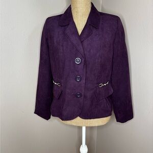 Vintage Studio Works Purple Ultra Faux Suede Blazer Jacket size  P4 90s Y2K